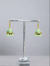 Load image into Gallery viewer, Mini Sea Green and Gold Jhumka Earrings