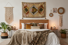 Load image into Gallery viewer, Large Olive Green Shimmer Textile Wall Art