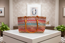 Load image into Gallery viewer, Sunset Stripe Wooden Handle Tote