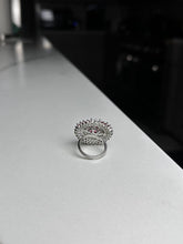Load image into Gallery viewer, Circle Silver and Light Pink Abstract Design Ring