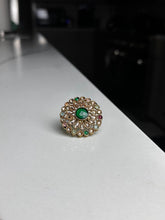 Load image into Gallery viewer, Earth Toned Gems Circle Gold Abstract Ring