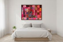Load image into Gallery viewer, Large Pink Patchwork Textile Wall Art