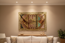 Load image into Gallery viewer, Large Olive Shimmer Textile Wall Art