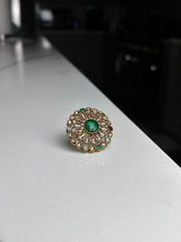 Load image into Gallery viewer, Earth Toned Gems Circle Gold Abstract Ring
