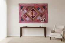 Load image into Gallery viewer, Large Pink Shimmer Textile Wall Art