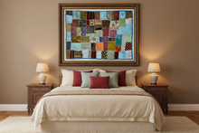 Load image into Gallery viewer, Large Blue Patchwork Textile Wall Art