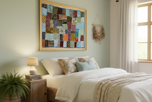 Load image into Gallery viewer, Large Blue Patchwork Textile Wall Art