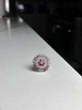 Load image into Gallery viewer, Circle Silver and Light Pink Abstract Design Ring
