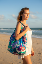 Load image into Gallery viewer, Teal Blue Silk Hobo Bag