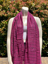 Load image into Gallery viewer, Pink and Black Checkered Glitter Cotton Scarf