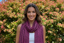 Load image into Gallery viewer, Pink and Black Checkered Glitter Cotton Scarf