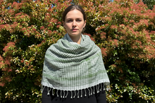 Load image into Gallery viewer, Green Gingham Cotton Scarf