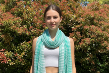 Load image into Gallery viewer, Sea Green Gingham Cotton Scarf