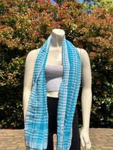 Load image into Gallery viewer, Blue Gingham Cotton Scarf