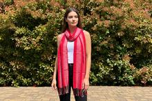 Load image into Gallery viewer, Red Glitter Cotton Scarf