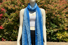 Load image into Gallery viewer, Blue Plaid Glitter Cotton Scarf