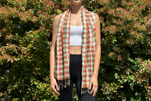 Load image into Gallery viewer, Orange and Green Plaid Cotton Scarf