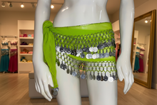 Load image into Gallery viewer, Coin Belly Dance Hip Scarf – Adjustable Party Dance Belt (or Top)