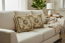 Load image into Gallery viewer, Starburst Gold Beaded Pillow Cover – 10x10