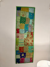 Load image into Gallery viewer, Medium Green Patchwork Textile Wall Art