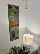 Load image into Gallery viewer, Medium Green Patchwork Textile Wall Art