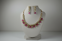 Load image into Gallery viewer, Pink Crystal Drop Necklace Set – Gold Indian Party Jewelry