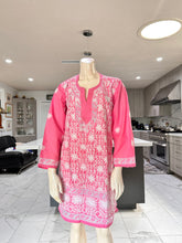 Load image into Gallery viewer, Coral w/Full White Embroidery Cotton Kurta