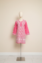 Load image into Gallery viewer, Coral w/Full White Embroidery Cotton Kurta
