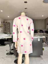 Load image into Gallery viewer, White Cotton Kurta with Pink Floral Embroidery