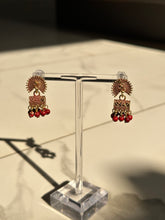 Load image into Gallery viewer, Lightweight Mini Peacock w/Red Beads Jhumki Earrings