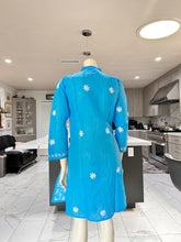 Load image into Gallery viewer, Blue w/Full White Embroidery Cotton Kurta