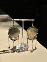 Load image into Gallery viewer, Long Silver Circular Shaped Peacock Earrings