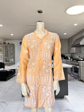 Load image into Gallery viewer, Pastel Peach Cotton Embroidered Button-Front Kurta