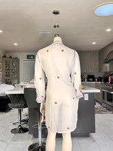Load image into Gallery viewer, White Georgette Kurta with Purple & Olive Floral Embroidery – Sheer Tunic