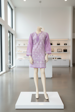 Load image into Gallery viewer, Pastel Purple w/Full White Embroidery Cotton Kurta