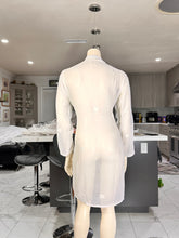 Load image into Gallery viewer, White Georgette Kurta Set with White Embroidery + Matching Scarf – Sheer Tunic