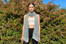 Load image into Gallery viewer, Blue Gray Gingham Glitter Cotton Scarf