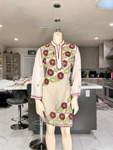Load image into Gallery viewer, White Georgette Kurta with Maroon Floral Embroidery – Sheer Tunic