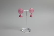 Load image into Gallery viewer, Pink-Silver Circular Lightweight Jhumki Earrings