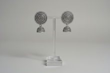 Load image into Gallery viewer, Silver Circular Lightweight Jhumki Earrings
