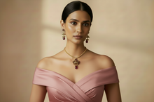 Load image into Gallery viewer, Red/Green Kashmiri Dehjoor Set (Necklace & Matching Earrings)