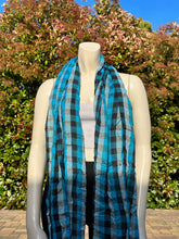 Load image into Gallery viewer, Blue Plaid Cotton Scarf