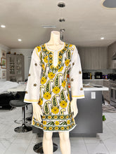 Load image into Gallery viewer, White Cotton Kurta with Yellow Floral Embroidery