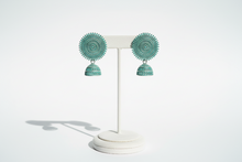 Load image into Gallery viewer, Blue-Silver Circular Lightweight Jhumki Earrings