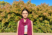 Load image into Gallery viewer, Pink and Black Checkered Cotton Scarf