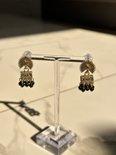 Load image into Gallery viewer, Lightweight Mini Peacock w/Black Beads Jhumki Earrings