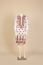 Load image into Gallery viewer, White Cotton Kurta with Pink Garden Embroidery