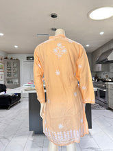 Load image into Gallery viewer, Pastel Peach Cotton Embroidered Button-Front Kurta