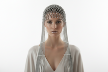 Load image into Gallery viewer, Silver Full-Length Beaded Fringe Headpiece