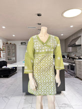 Load image into Gallery viewer, Pastel Olive Green Full White Embroidery Cotton Kurta